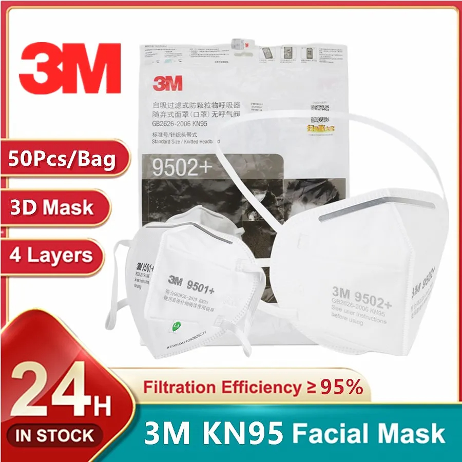 3M Mask 9502+ - Mascarilla facial KN95 de 3M, 9501
